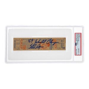 NOLAN RYAN Signed 1967 Mets Game Ticket Inscribed '69 World Champs PSA AUTO 10