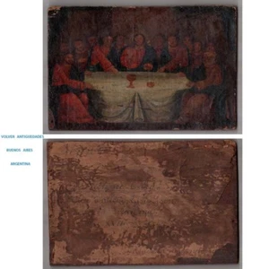 The Last Supper antique Byzantine ? small oil painting 7´´ x 9´´ - Picture 1 of 9