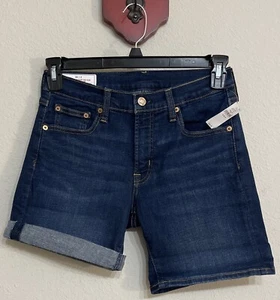 Gap Womens 26 | 2 Girlfriend 5” Mid Rise Blue Denim Stretch Jean Short NWT A2646 - Picture 1 of 7
