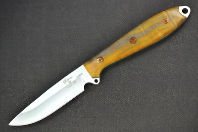 Busse Custom Short 3.6" Elmax Steak Knife .095" Elmax, Double Dyed Maple Wood Foto 1 de 4