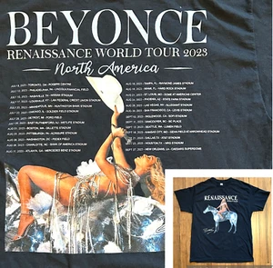 BEYONCE (2023) "Renaissance World Tour" North America Dates Black T-Shirt Sz L - Picture 1 of 16