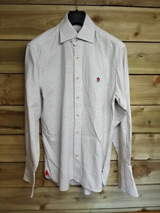 Offical England Rugby Twickenham Dress Smart Shirt 15" Collar Double Cuff Check - Picture 1 of 9