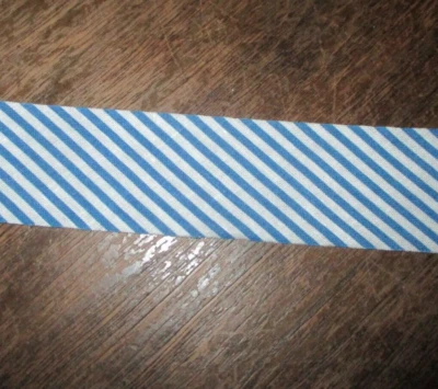 10 yd ~1" Blue  White stripe  Bias Tape Cotton ~ rug making - Image 1 of 2