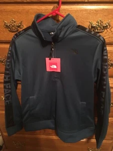 NWT Girl’s XL (18) Blue Wing Teal North Face 1/4 Zip Sweatshirt - Picture 1 of 2