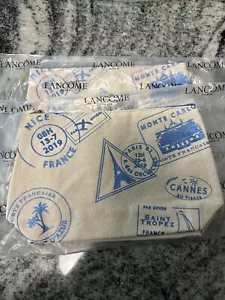 2-pc Lancome Canvas Cosmetic Bag France Monte Carlo Cannes Pouch Travel Paris - Picture 1 of 6