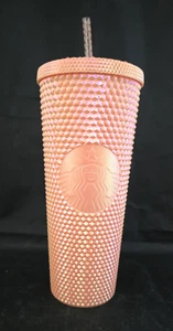 NEW Starbucks Studded Cold Cup 24oz Tumbler - Peach Pink Iridescent - Picture 1 of 7