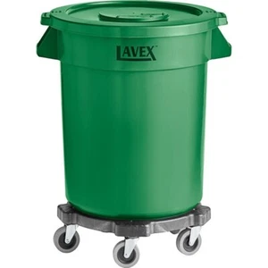 20 Gallon Green Round Trash Can Container with Lid and Dolly For Commercial Use - Picture 1 of 10
