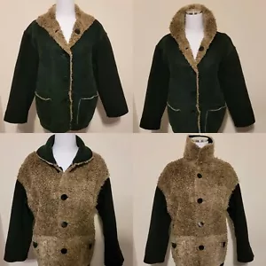SEARIE WOOL SUEDE COAT REVERSIBLE BLACK BEIGE WOMEN'S SIZE EXTRA SMALL PETITE - Picture 1 of 12