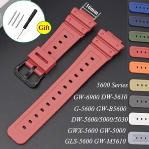 16mm Rubber Band Resin Strap Band For Casio DW-5600 DW-6900 GWM 5610 - Picture 1 of 25
