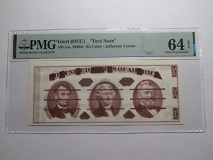 1970's Giori Test Note Jefferson Center Currency Bank Note Bill PMG Choice UNC64 - Picture 1 of 4