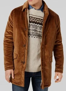 $350 Bar III Men's Brown Classic-Fit Corduroy Full-Zip Overcoat Jacket Size 42L - Picture 1 of 1