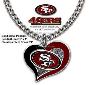 SAN FRANCISCO 49ERS STAINLESS STEEL NECKLACE LOVE NFL HEART JEWELRY FREE SHIP
