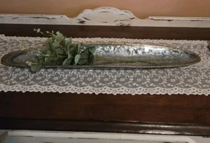 Galvanized Metal Tray Brass Trim Oblong Home Decor Farmhouse 47th&Main - Picture 1 of 3