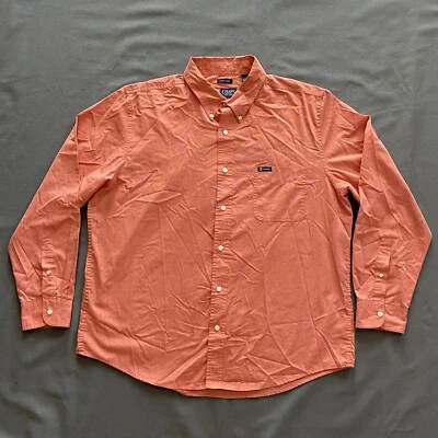 VTG 2000s Chaps Button Down Shirt Mens Size XL Orange Long Sleeve Easy Care - Image 1 of 4