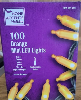 Acentos para el Hogar 100 Mini Luces LED Naranja 28' 10" Longitud Iluminada Nuevo Foto 1 de 3