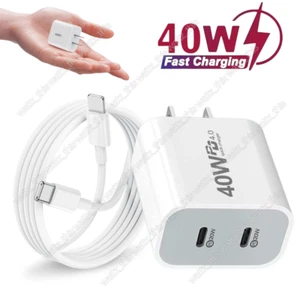 Dual 40W USB C Schnellladegerät Stecker PD Ladekabel für iPhone 14 13 12 11 Pro x 8 - Bild 1 von 17