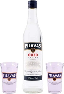 Ouzo Pilavas Nektar | 1x 0,7l +2 Gläser | 38% | Vollmundig | Aus Griechenland - Bild 1 von 2