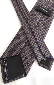 Ermenegildo Zegna Tie Luxury Woven Silk Necktie Navy Blue Brown Polka Dot - Picture 1 of 6