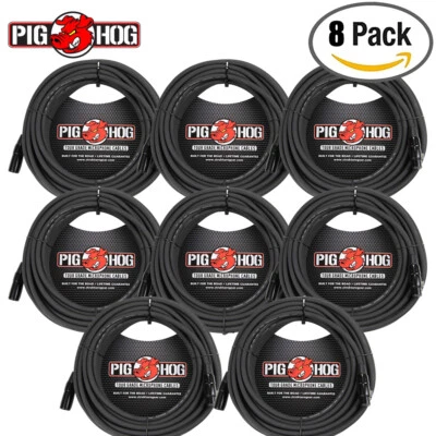 PIGHOG NEW 8-PACK Pig Hog 50FT PHM50 XLR High Performance 8mm Microphone Cable Black