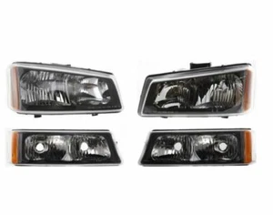 LH & RH Headlight & Park/Signal Light Set For 2003-2006 Chevrolet Silverado 1500 - Picture 1 of 3