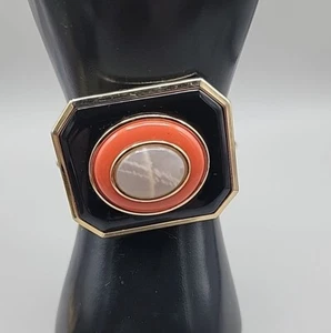 HOUSE OF HARLOW 1960 Brass With Jewels Open Cuff Bracelet Nicole Ritchie Sz 6 - Picture 1 of 21