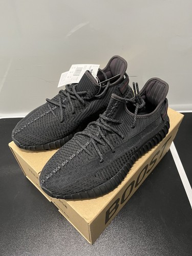Adidas Yeezy Boost 350 V2 nere statiche non riflettenti UK 9 5 IMBALLATE NUOVE CON ETICHETTE