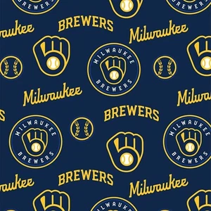 MILWAUKEE BREWERS MLB TODOVER IMPRESIÓN 100% ALGODÓN TELA POR 1/2 YARDA - Imagen 1 de 1