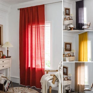 Panel de tratamiento cenefa cortina larga pom pom ventana dormitorio sala salón - Imagen 1 de 48