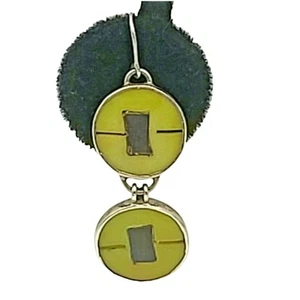 PENDIENTES perforados vintage con incrustaciones de peridoto verde y ónix del suroeste RARO - Imagen 1 de 4
