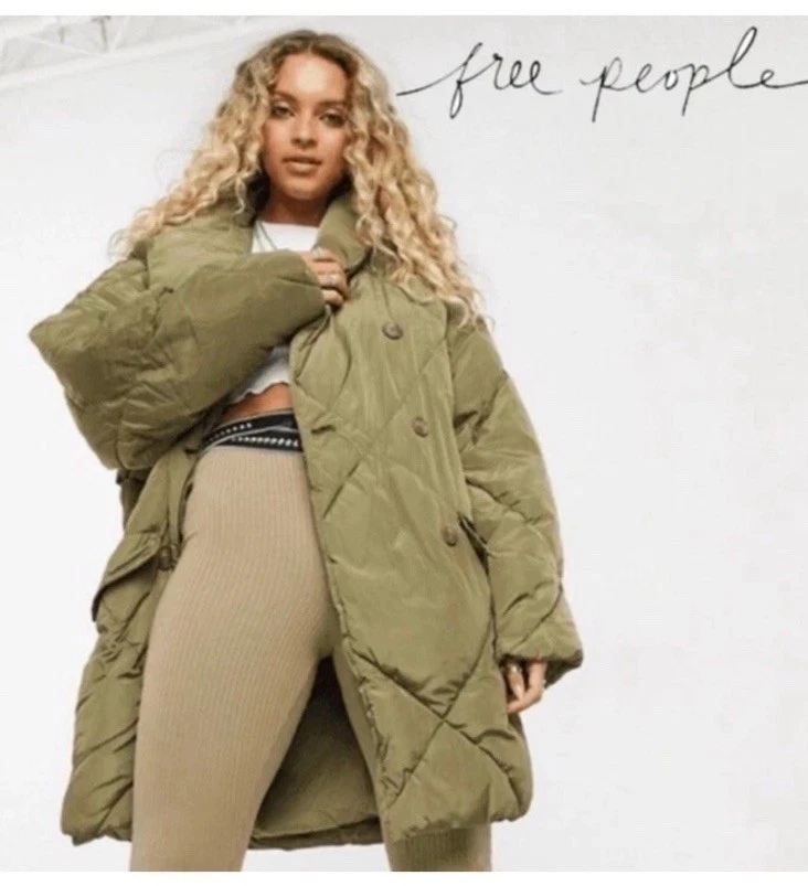 Nueva Chaqueta acolchada Free People Ella verde oliva talla M Foto 1 de 4