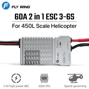FLY WING 2in1 60A ESC 3-6S w/ 7.4V 5A BEC for 450L Scale RC Helicopters Airplane - Picture 1 of 17