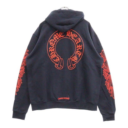 Maglione Chrome Hearts SWTSHRT PLVR felpa con cappuccio manica floreale schiena ferro di cavallo usa