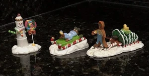 Trineo vintage Lemax Sugar N Spice con muñeco de nieve árbol de Navidad pueblo retirado - Imagen 1 de 16