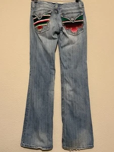 Miss Me Mexican Blanket Pocket Distressed Bootcut Rare Milwaukee Womens 27 - Picture 1 of 9