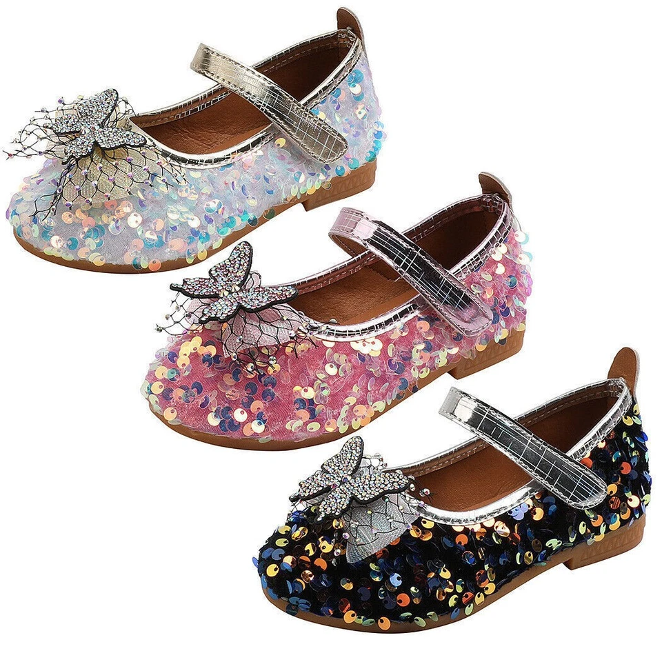 MARKENLOS Prinzessin Schuhe Mädchen Glitzer Pailletten Stöckelschuhe Cosplay Sandalen