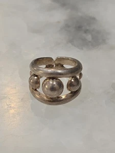 MEXICO Size 6 Sterling Silver Ring Split Shank Style Bubble Beaded Design - Picture 1 of 5