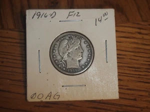 `1916 D Barber Quarter, feine Erhaltung, 90 % Silber - Bild 1 von 2