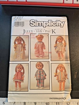 Doll Clothes Clothing 13" 15" Simplicity Sewing Pattern 7207 uncut - Image 1 of 2