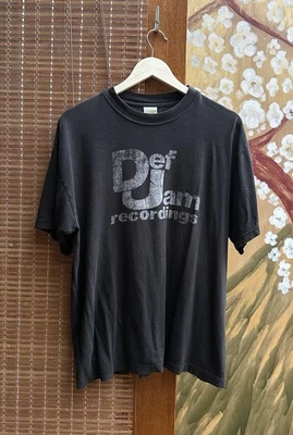 Camiseta De Colección Años 00 Def Jam Recordings Negra Desteñida Talla L  Foto 1 de 4