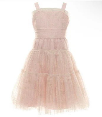 Rare Editions Girls Size 8 Pink Tulle Gold Glitter Dress. Formal. Holiday. Party - Image 1 of 4