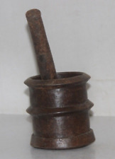 1850'S Antique Hand Crafted Engraved Iron Mortar & Pestle Spice Grinder 8281