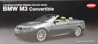 BMW (E93) M3 CONVERTIBLE GRAY 1:18 BY KYOSHO NO.08738GR OLD RELEASE NEW IN BOX - Image 1 of 4