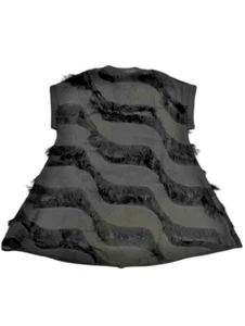 Dkny Black Sleeveless Fringed Dress Size 14 NWT - Picture 1 of 2