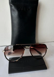 NUEVO CON ETIQUETAS QUAY AUSTRALIA ALL IN Gafas de sol de aviador para mujer marco tono tortuga/dorado - Imagen 1 de 5