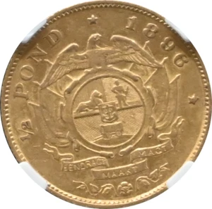 SPECIAL South Africa 1896 ZAR ½ Pond  Gold Coin NGC - Picture 1 of 4