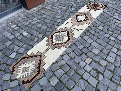 Alfombras bohemias, alfombra de corredor, hecha a mano, alfombra turca, vintage, lana | 1,6 x 8,9 pies Foto 1 de 4