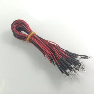 20pcs 3mm 12V Wired LEDs White Blue Green UV Red Yellow Pink Cables Orange LED - Picture 1 of 13