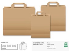Borse Shopper di Carta Avana con Manici Piatti - Sacchetti di Carta, 7 Formati