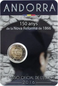 manueduc 2 Euro ANDORRA 2016 CONMEMORATIVA Nueva REFORMA de 1866 UNC - Imagen 1 de 1