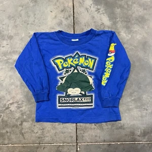 Vintage Pokemon Snorlax Graphic Blue Kids 4 Shirt 90s Charizard Pikachu Graphic - Picture 1 of 11